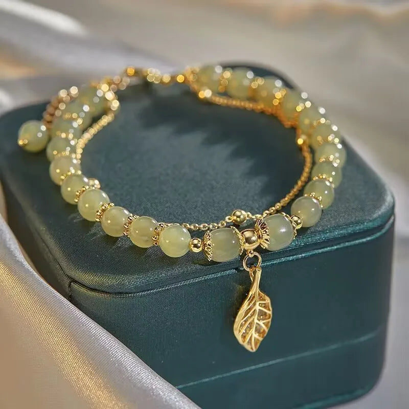 Vintage Jade Tea Leaf Bracelet