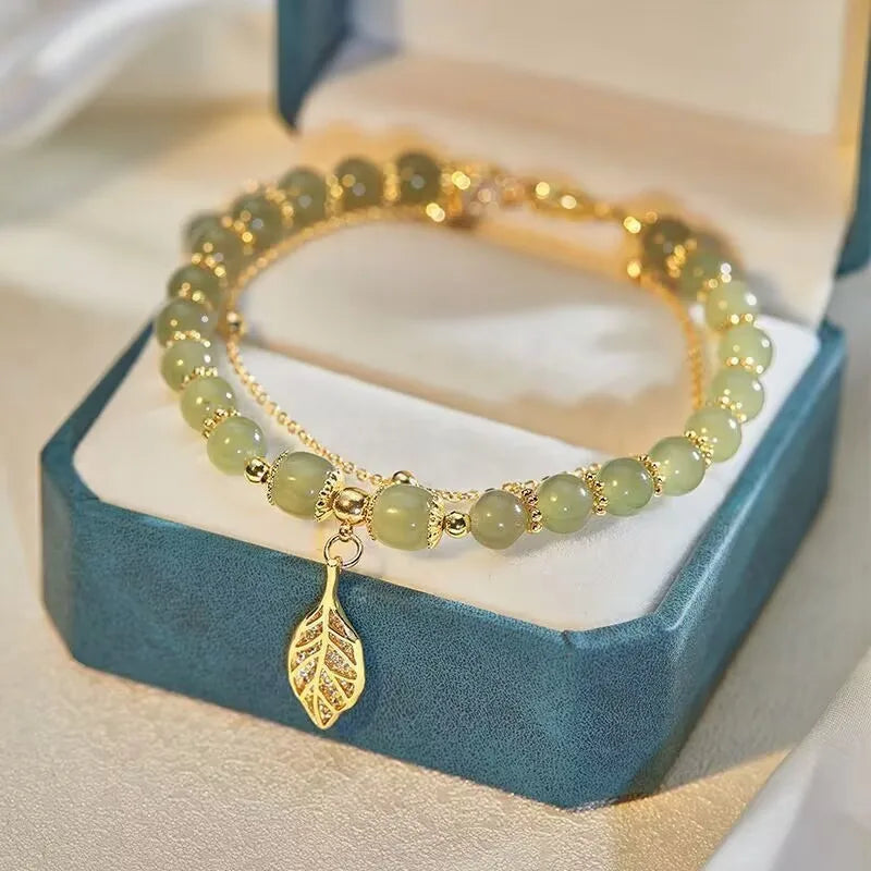 Vintage Jade Tea Leaf Bracelet