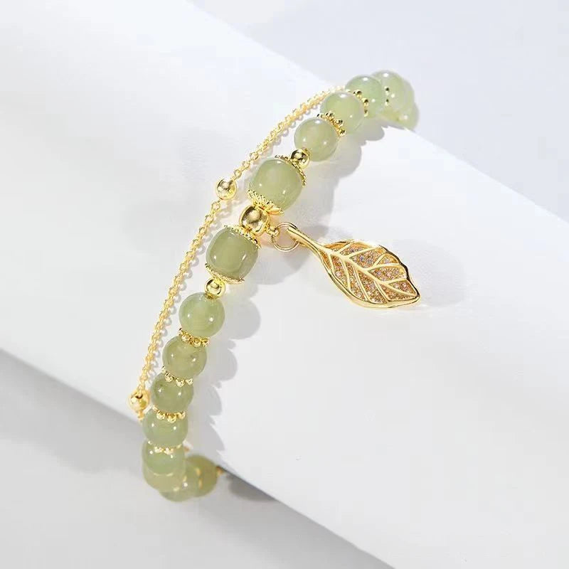 Vintage Jade Tea Leaf Bracelet