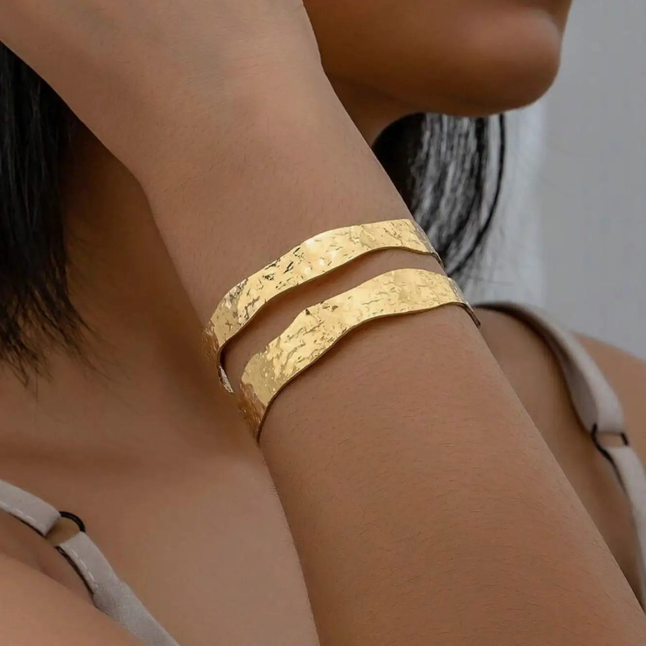 Hammered Gold-Plated Bangle